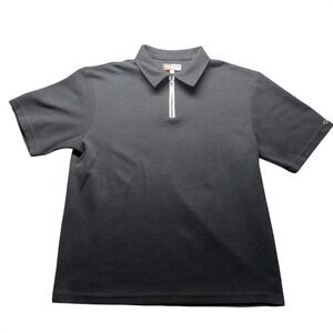 Vintage 90s‎ IZ IT U Quarter Zip Polo Men XL Solid Made USA Black Top